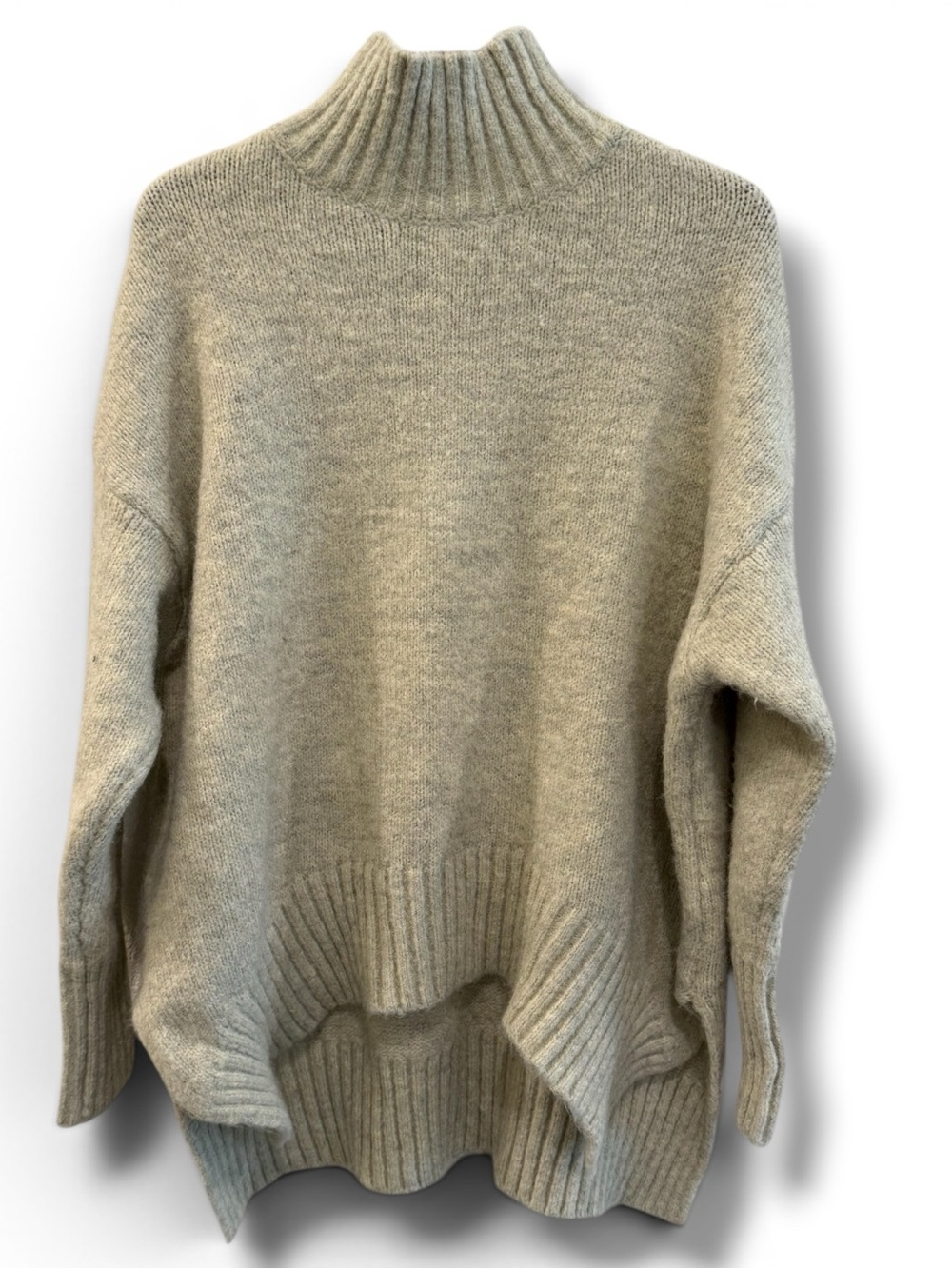 HQ Cream Ribbed Mock Neck Sweater